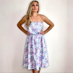 Extremely Rare Vintage Lilly Pulitzer Pastel Purple&Pink Floral Strapless Dress